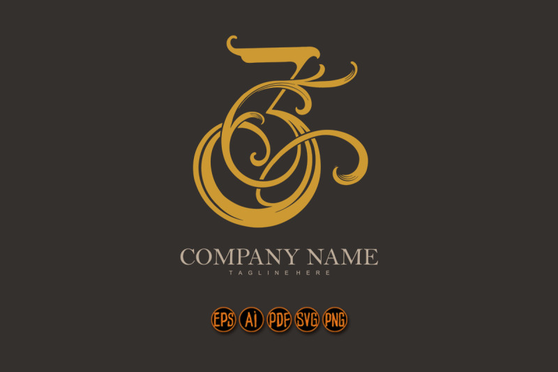 delight-elegant-vintage-gold-number-3-monogram-logo