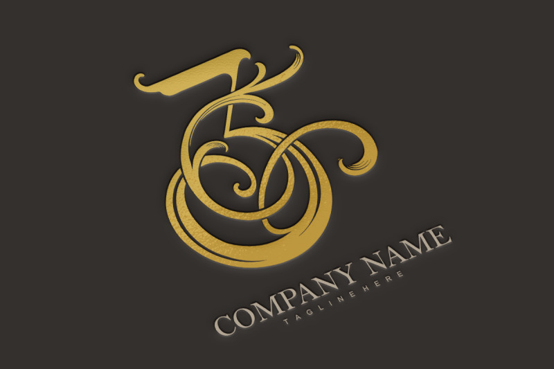 delight-elegant-vintage-gold-number-3-monogram-logo