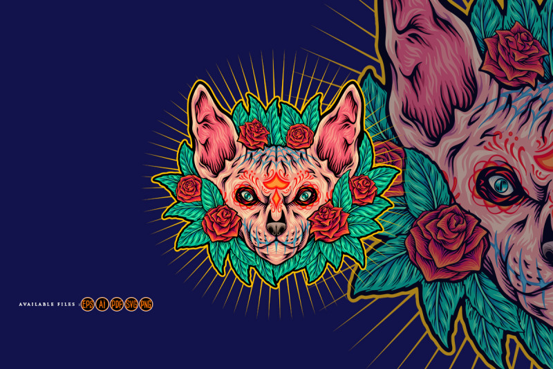 feline-fiesta-floral-sphynx-cat-dia-de-los-muertos