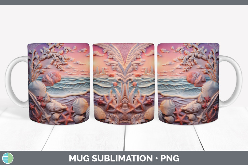3d-seashell-beach-mug-wrap-sublimation-coffee-cup-design