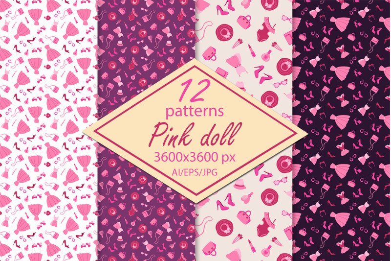 pink-doll-digital-paper-seamless-patterns