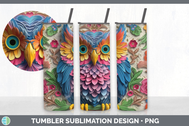 3d-owl-bird-tumbler-sublimation-20-oz-skinny-tumbler-design
