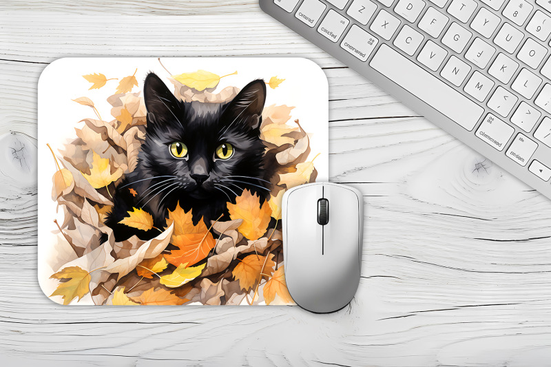 mouse-pad-happy-cute-cartoon-kittens-autumn