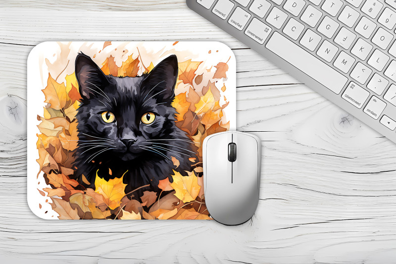 mouse-pad-happy-cute-cartoon-black-kittens-autumn