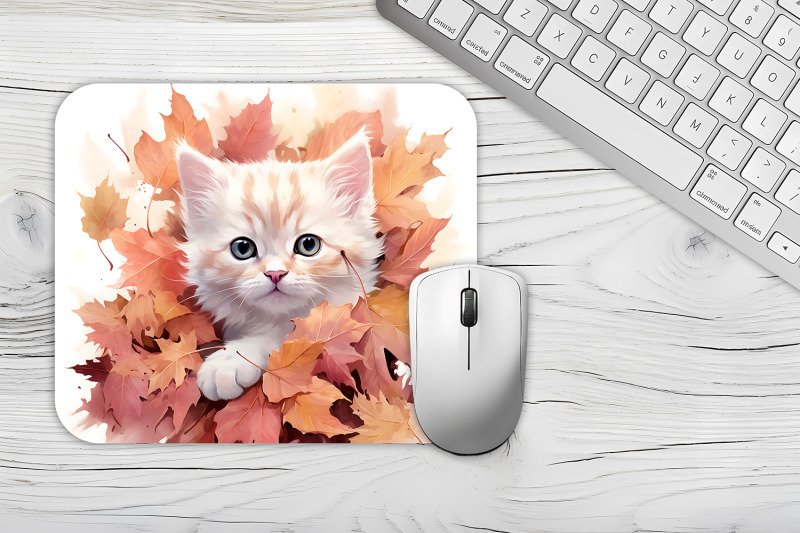 funny-cute-white-cat-mouse-pad-bundle