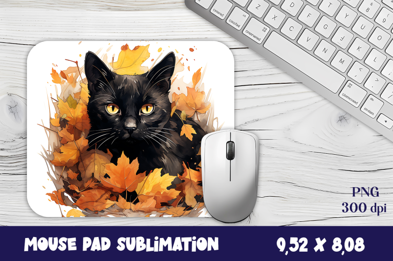 mouse-pad-happy-cute-cartoon-black-kittens-autumn