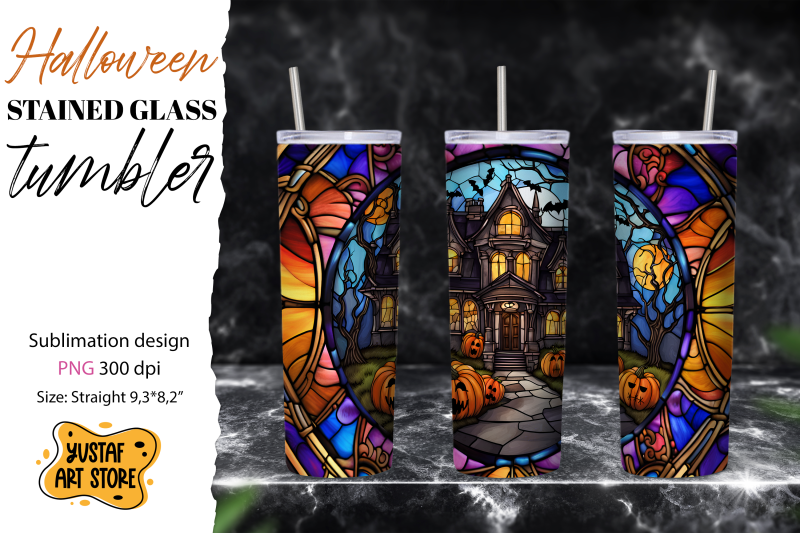 halloween-house-design-halloween-stained-glass-tumbler-wrap