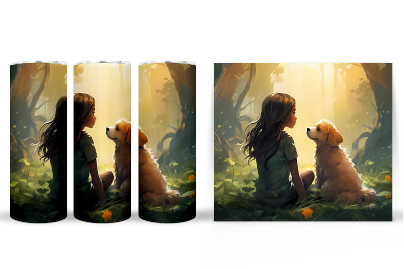 friends-tumbler-sublimation-girl-and-dog-tumbler-design