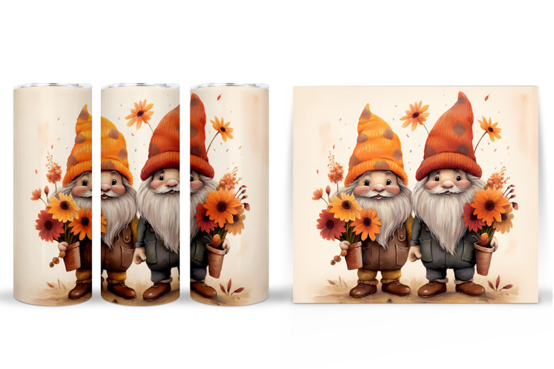 fall-gnome-tumbler-sublimation-gnome-flowers-tumbler-design