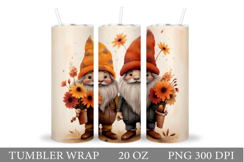 fall-gnome-tumbler-sublimation-gnome-flowers-tumbler-design