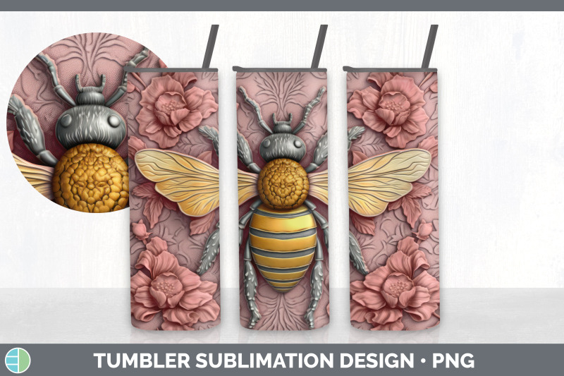 3d-bees-tumbler-sublimation-20-oz-skinny-tumbler-design