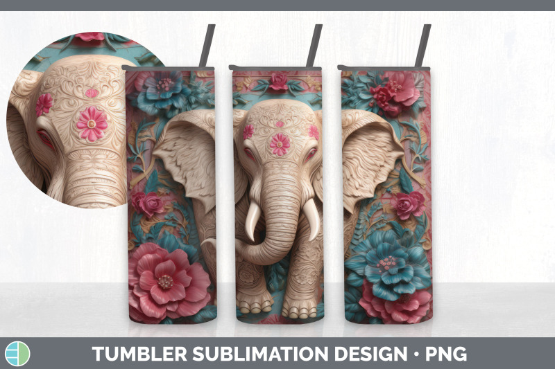 3d-elephant-tumbler-sublimation-20-oz-skinny-tumbler-design