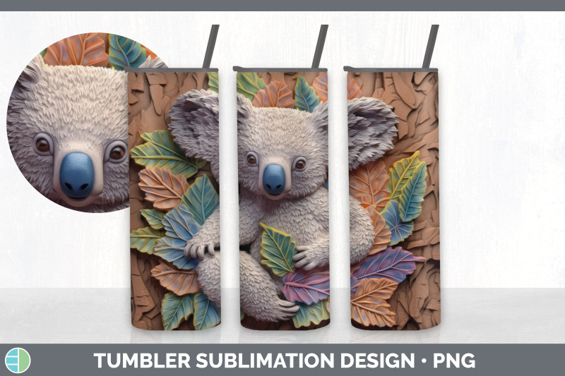3d-koala-tumbler-sublimation-20-oz-skinny-tumbler-design