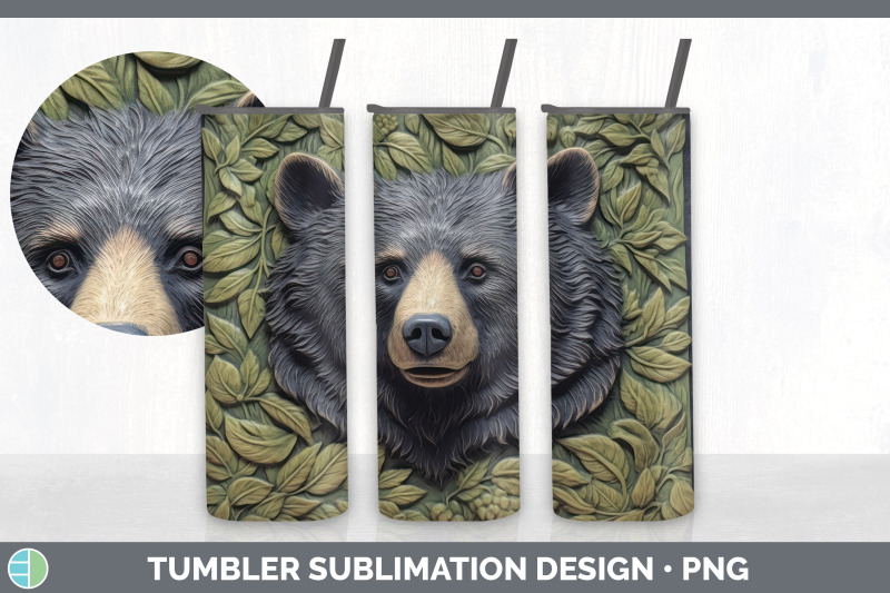 3d-black-bear-tumbler-sublimation-20-oz-skinny-tumbler-design