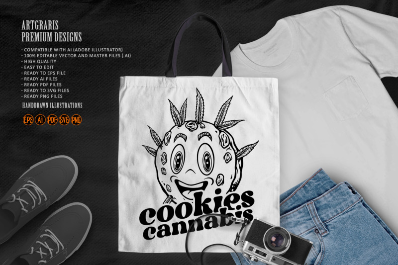 deliciously-funny-cookies-cannabis-treats-illustrations-monochrome