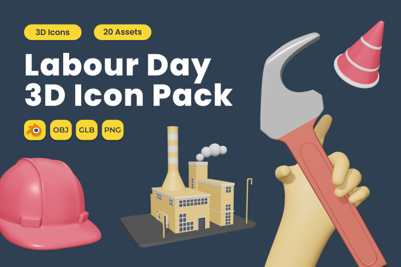labour-day-3d-icon-pack-vol-7