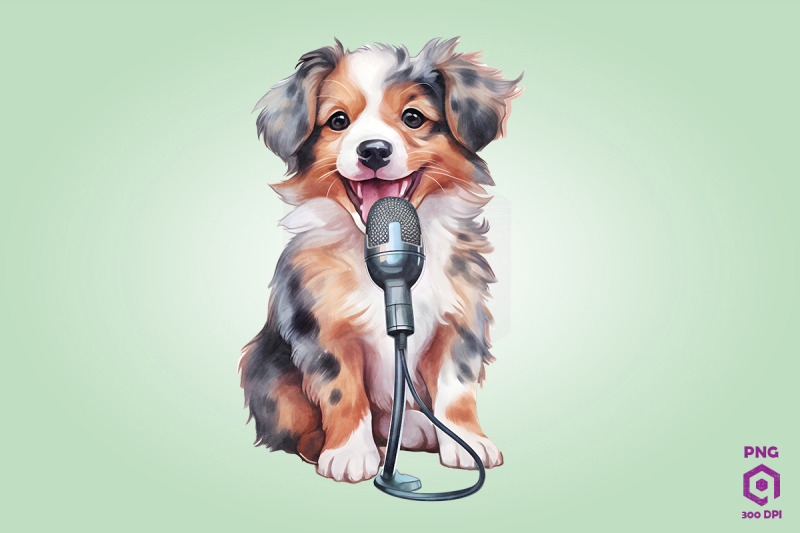 singer-australian-shepherd-dog-clipart