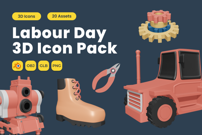 labour-day-3d-icon-pack-vol-8
