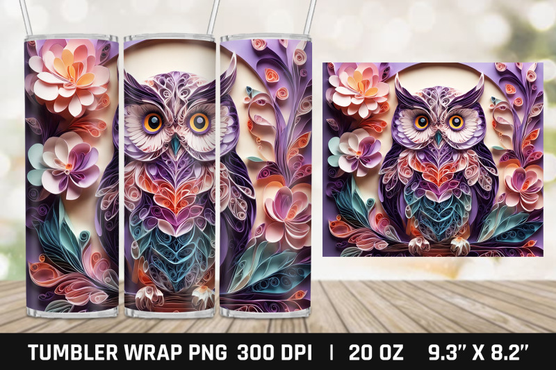 owl-tumbler-wrap-png-skinny-tumbler-sublimation