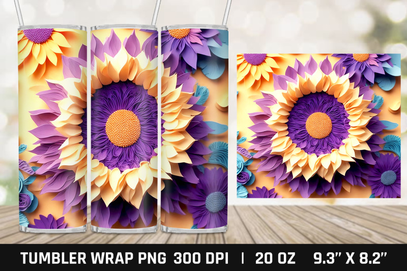 3d-sunflower-tumbler-sublimation-20-oz-skinny-tumbler-png