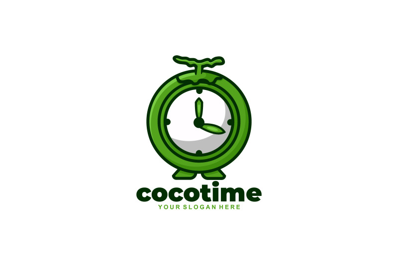 coconut-time-clock-vector-template-logo-design