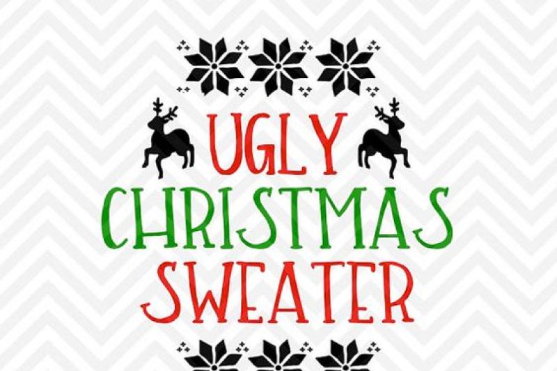 Download Ugly Christmas Sweater Reindeer Snowflakes SVG and DXF Cut ...