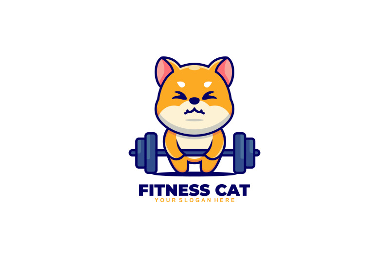 cute-cat-fitness-vector-template-logo-design