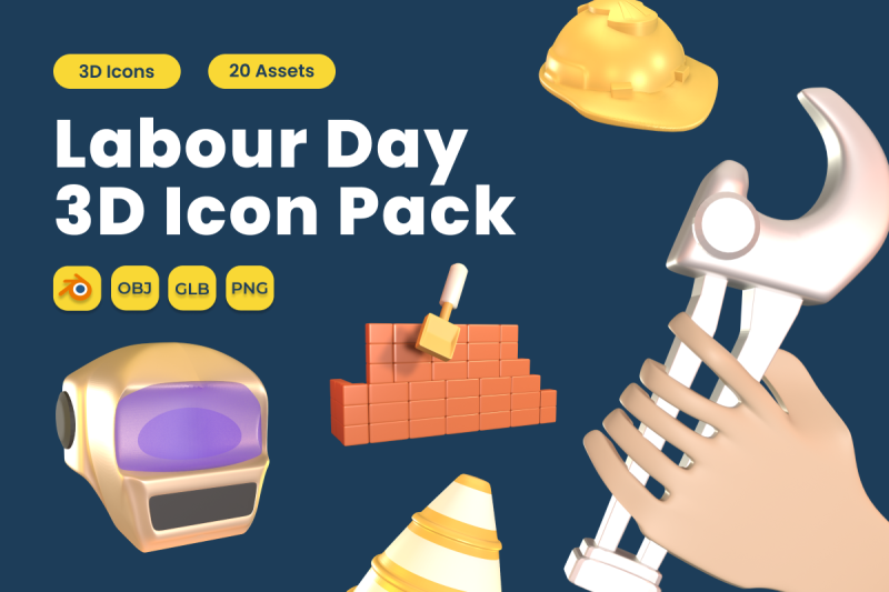 labour-day-3d-icon-pack-vol-11