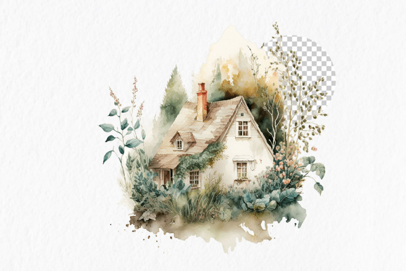 cozy-village-houses-watercolor-clipart-png