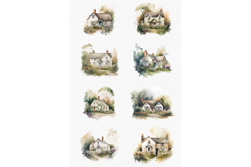 cozy-village-houses-watercolor-clipart-png