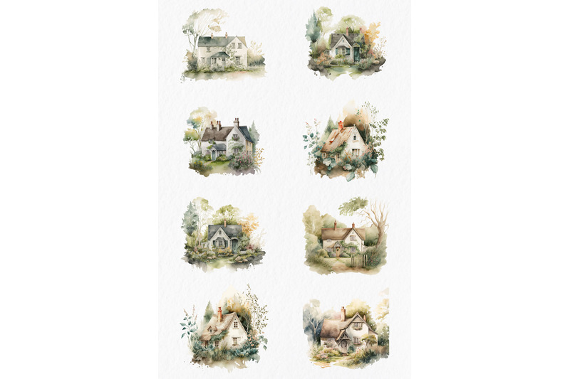 cozy-village-houses-watercolor-clipart-png