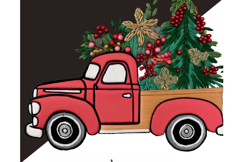 red-christmas-trucks-clipart-imitation-embroidery