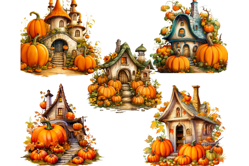 autumn-fantasy-houses-clipart-bundle