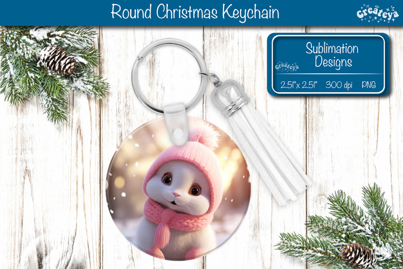 christmas-keychain-sublimation-round-christmas-baby-animals-prints-png