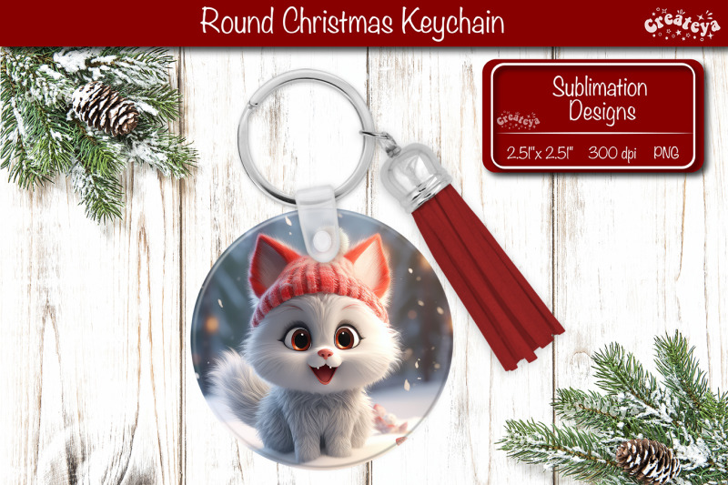 christmas-keychain-sublimation-round-christmas-baby-animals-prints-cu