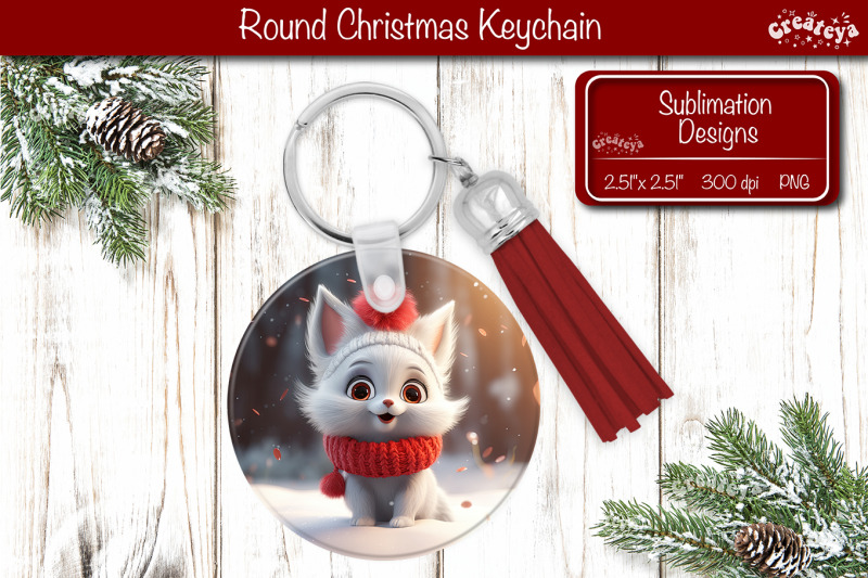 christmas-keychain-sublimation-round-christmas-baby-animals-prints-cut