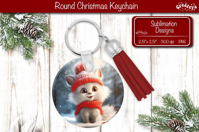 christmas-keychain-sublimation-round-christmas-baby-animals-prints-kit