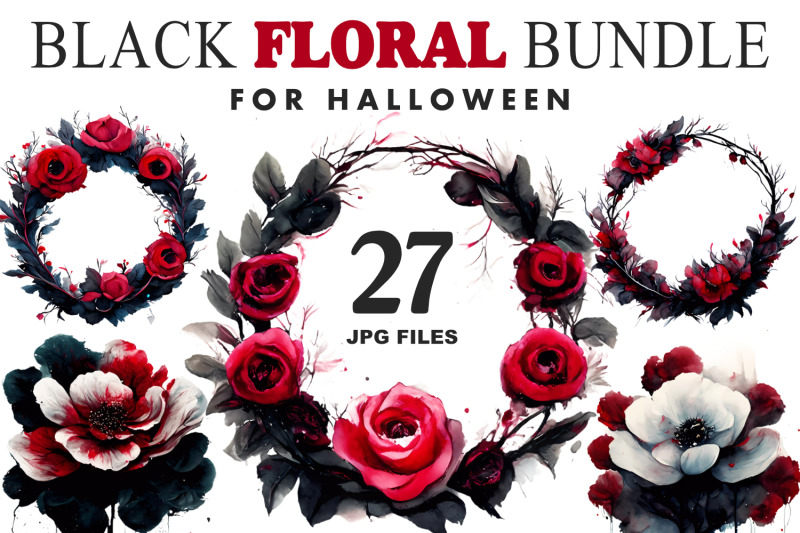 black-floral-bundle-for-halloween-decor
