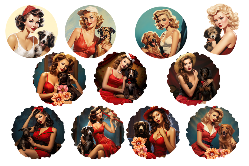 pin-up-girls-sexy-woman-cute-dogs