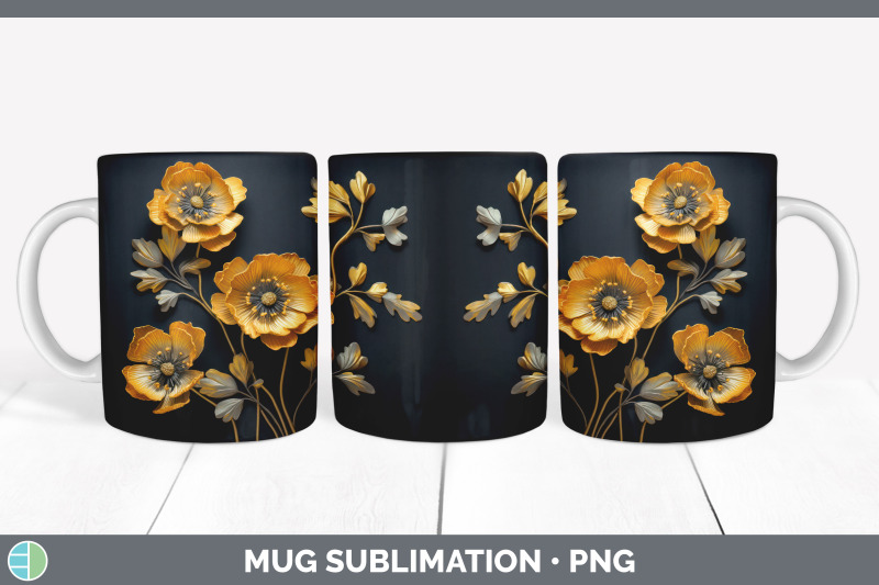 3d-elegant-buttercup-flowers-mug-wrap-sublimation-coffee-cup-design