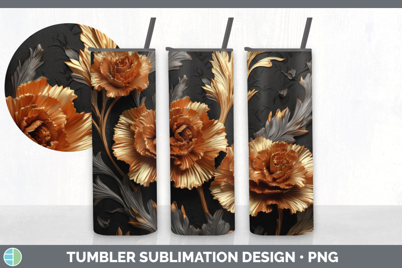 3d-elegant-carnation-flowers-tumbler-sublimation-20-oz-skinny-tumble