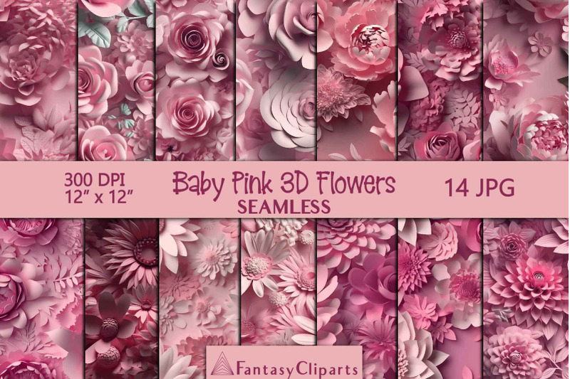 baby-pink-3d-flowers-digital-paper-floral-seamless-pattern