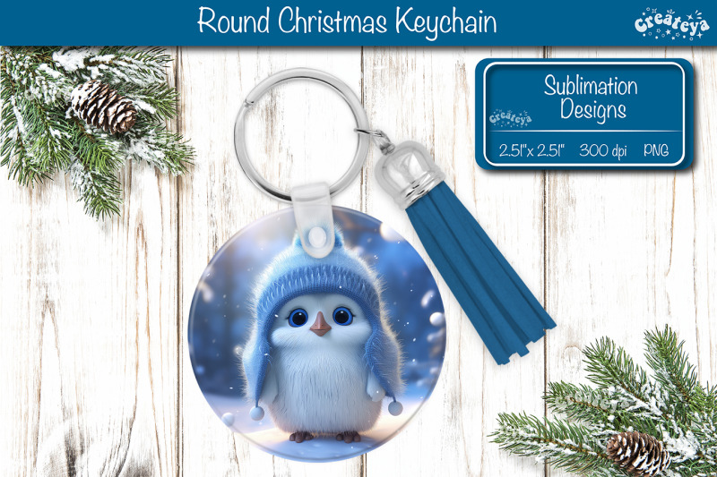 round-christmas-keychain-sublimation-penguin-christmas-baby-animals-pr