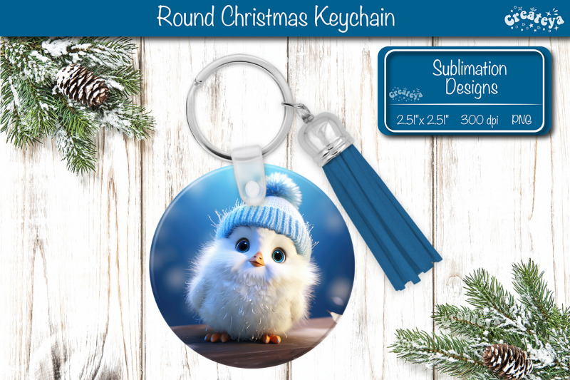 round-christmas-keychain-sublimation-penguin-christmas-baby-animals-pr