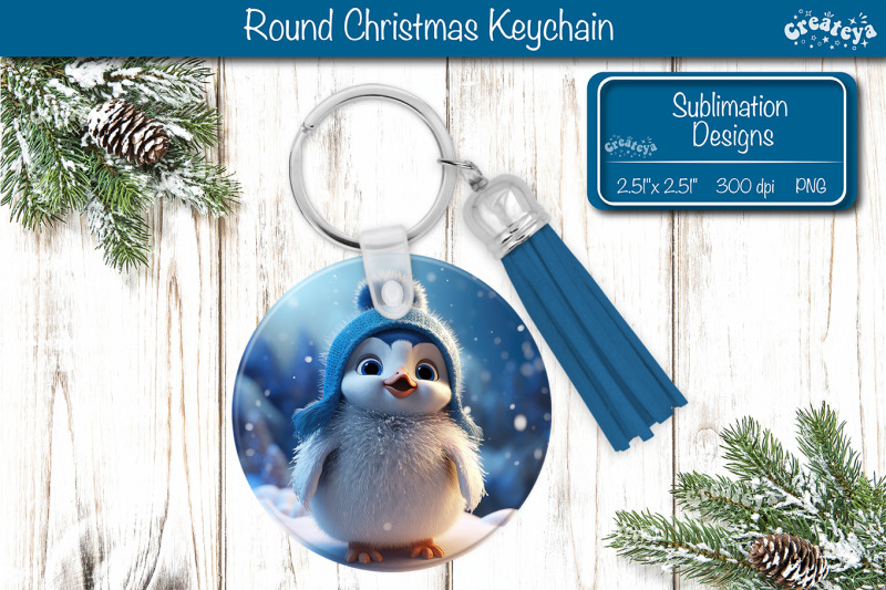 round-christmas-keychain-sublimation-penguin-christmas-baby-animals-pr