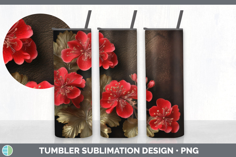 3d-elegant-geranium-flowers-tumbler-sublimation-20-oz-skinny-tumbler