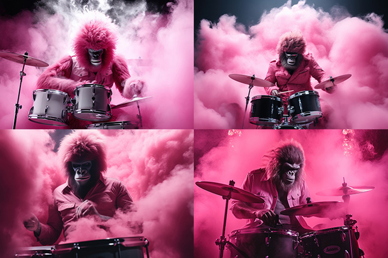 a-giant-pink-furry-ape-playing-the-drums