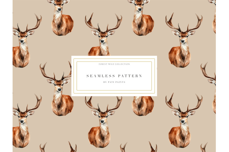 watercolor-forest-deer-seamless-pattern
