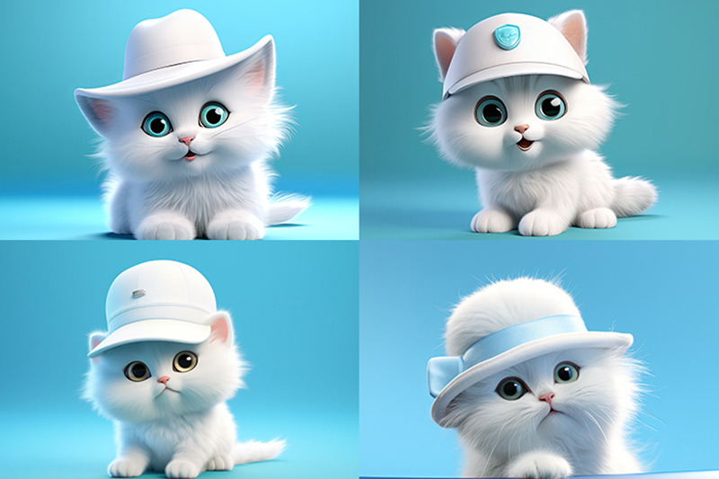 cute-white-cat-and-white-hat