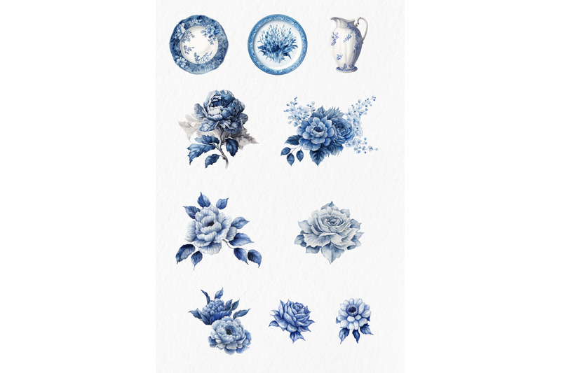 blue-and-white-porcelain-watercolor-clipart-png